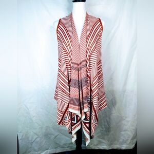 UMGEE Aztec Sleeveless Cardigan Orange Blue